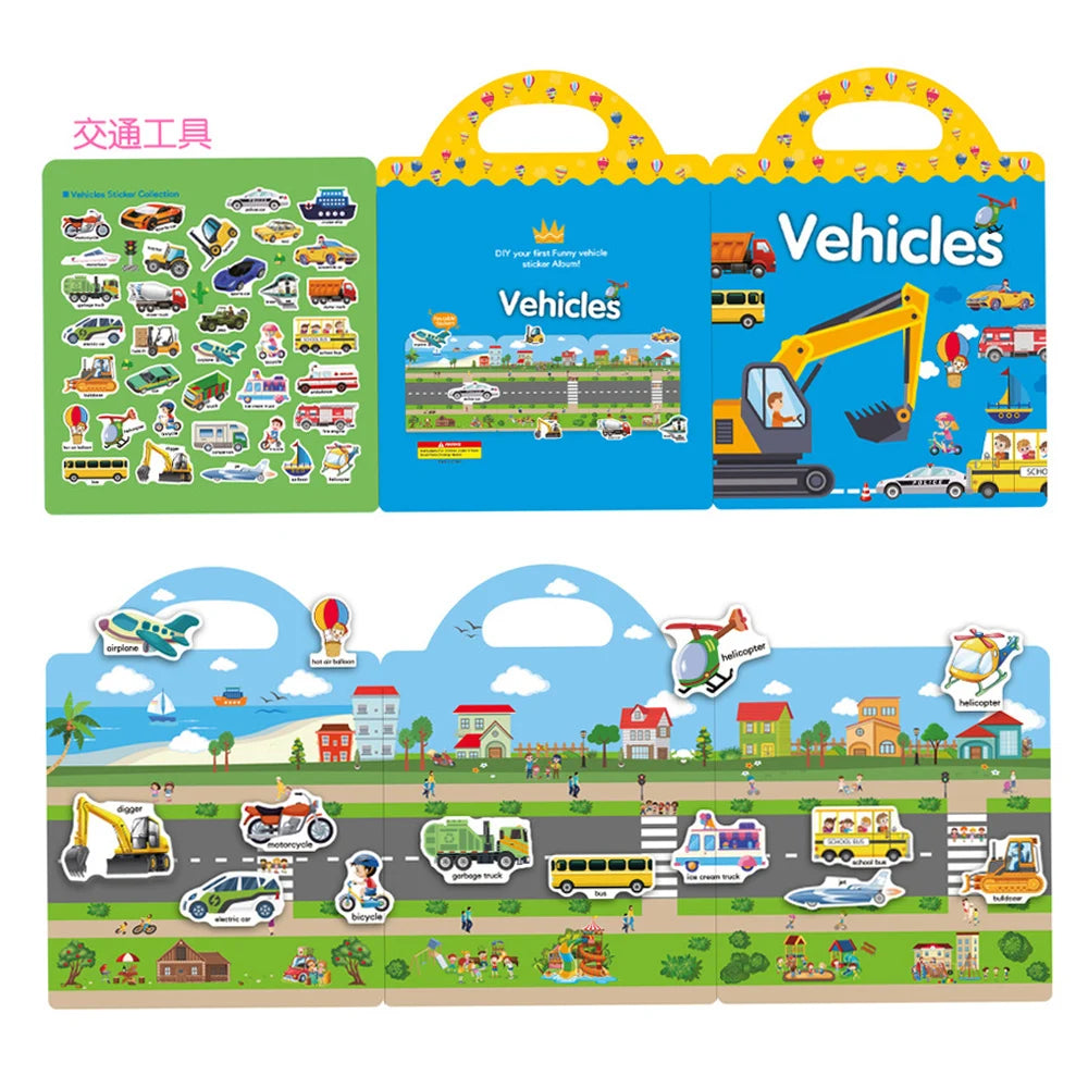 TAKARA TOMY Kids Plastic Early Educational Reusable Multicolor Cartoon Animal Scene Stickers Painting Hand-On Puzzle Books Stickers-Stickers Machine /Ages: 2-18 Years Old-Older