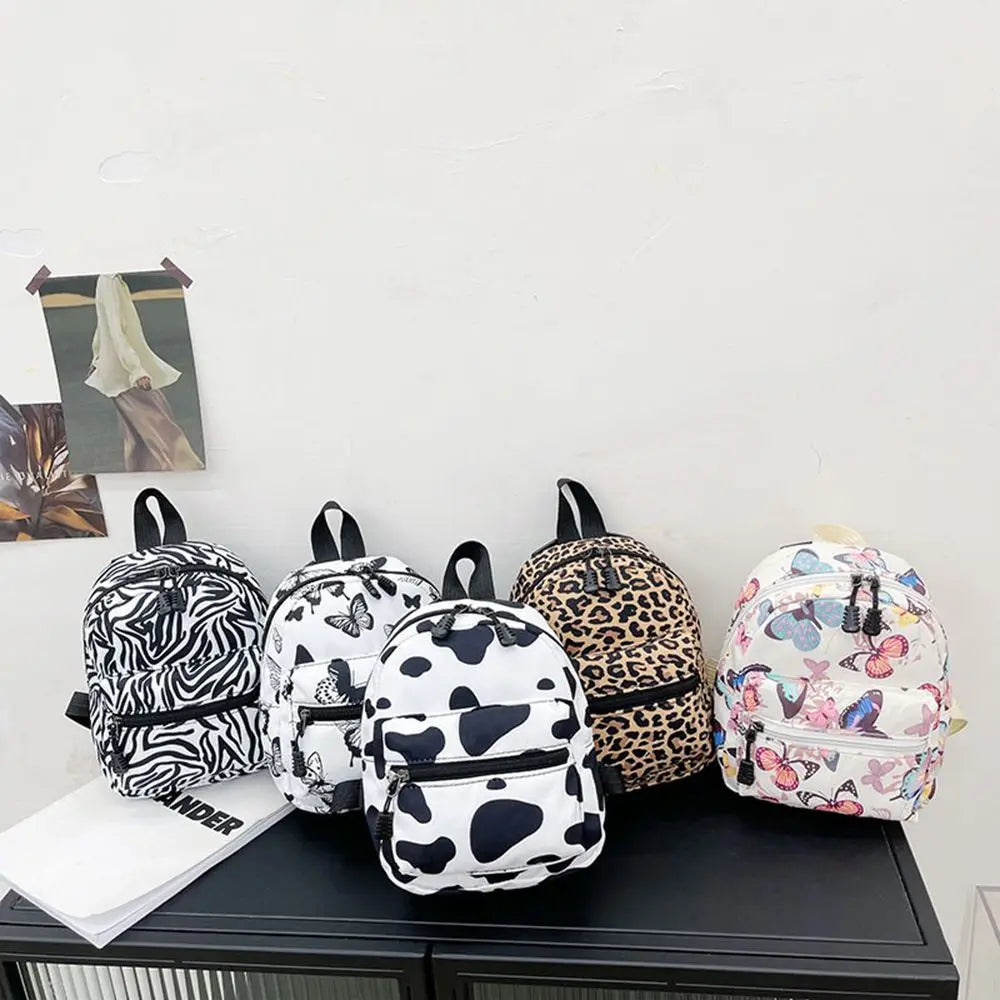 No-EN-Name-Null Women Mini Lightweight Waterproof Nylon Fabric Floral-Animal Print Design External Pockets Spandex Lining Shoulder Straps-Handle Rucksack Backpacks