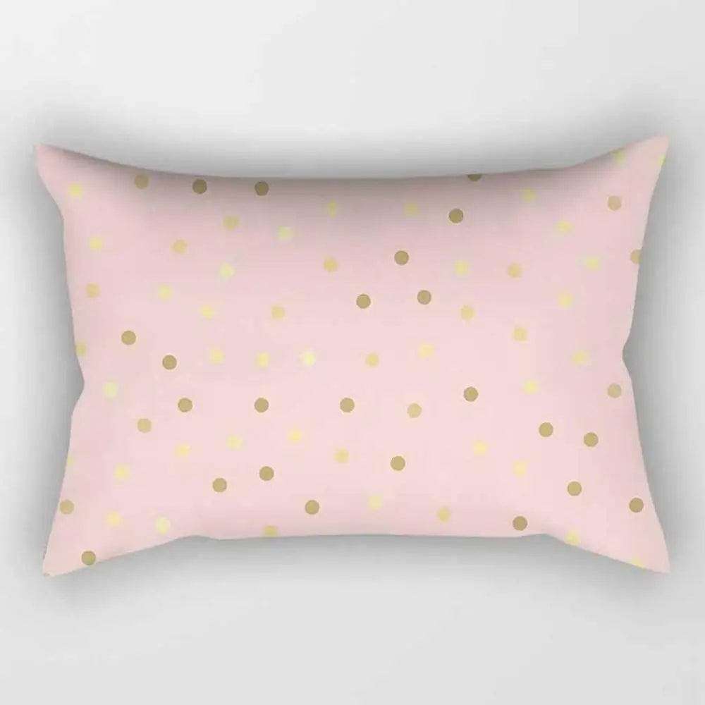 No-EN-Name-Null Modern Rectangle Single-Sided Pattern Pink Geometric Striped Polyester Peach Skin Fabric Pillowcases/Size: 30 cm X 50 cm (12 inches X 20 inches)/Colors-Striped/Geometric/Gold/Animal/White