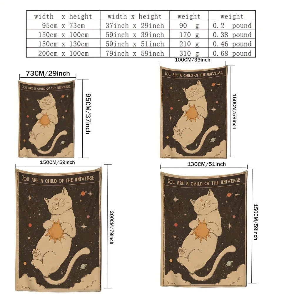 Sun moon Tarot Cat Tapestry Wall Hanging Witchcraft you are a child of the universe Bohemia Home Decor Hippie Bedroom Decor