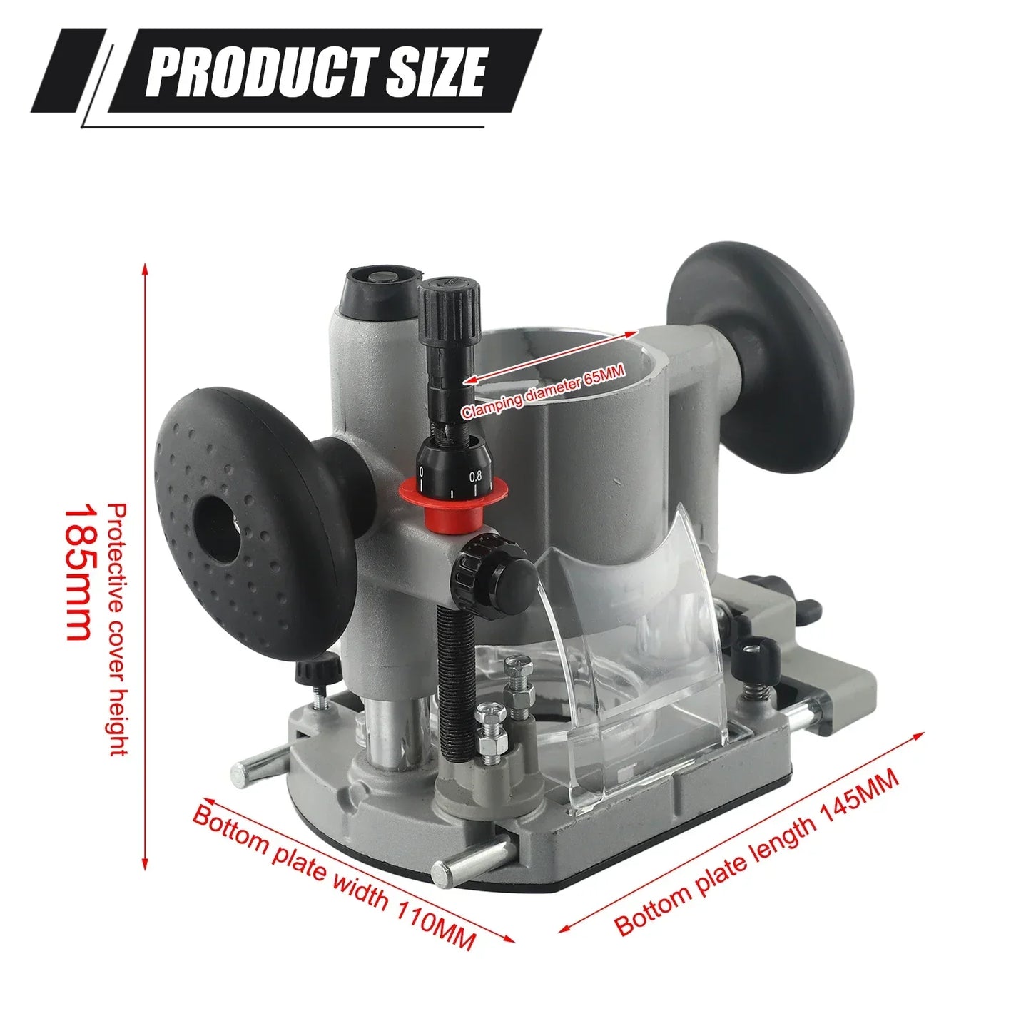 No-EN-Name-Null Heavy Duty Adjustable AC-Powered Black Rubber Covered Double Handle Trim Guard Press-In Metal Alloy Base Multicolor Router Routing Tools
