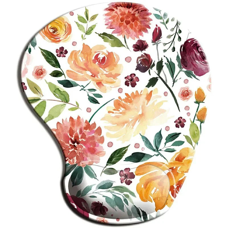 Custom Green Nature Floral Design Silica Gel Wrist Rest Support Non-Slip Rubber Base Computer Mouse Pads