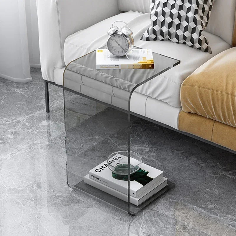 No-EN-Name-Null Modern Morocco Artistic U-Shaped Acrylic Glass Coffee Tables/ Size: 30cm x 30cm x 65cm/Colors-Clear Transparent/Amber/Smoky Gray/Orange