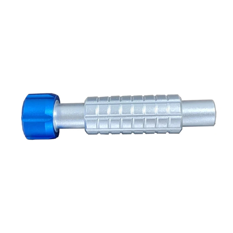 CRVOJEK Mini Non-Slip Silver Aluminum-Copper Alloy Built-In 1/4 Magnetic Bits Holding Blue Hexagonal Grip Metallic End Handles Screwdrivers
