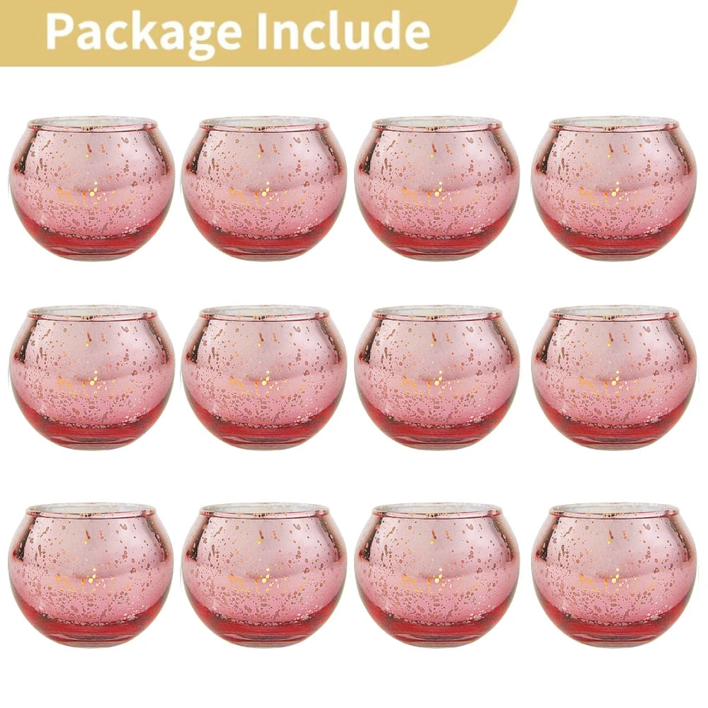 No-EN-Name-Null 6-12 PCS Silver Metallic Finish Speckled Gold Mercury Glass Assorted Votive Small Round Ball Tealight Candle Holders/Colors-Silver/Green/Gold/Blue/Clear/Purple