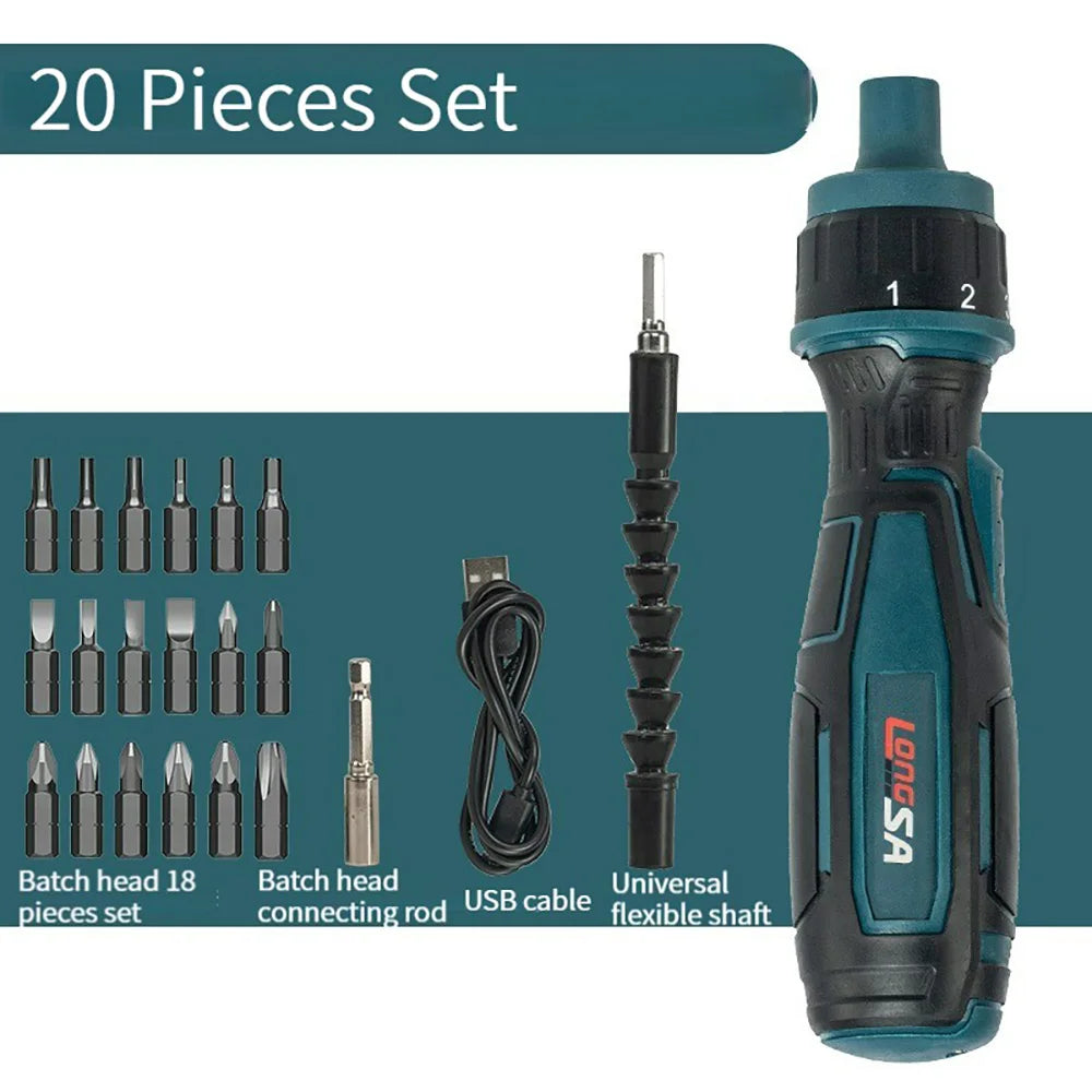 Large Torque Electric Screwdriver 0.15-7 Nm Manual Tool Ratchet Screwdriver Set Mini Electric Drill Hand Tools With Flashlight