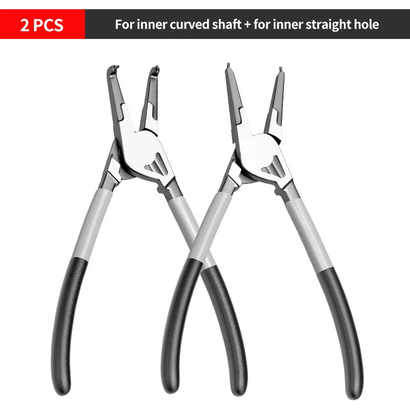 YLONDAO Industrial Grade Chinese Silver Carbon Steel Gray-Black Straight Handle Automatic Spring Assisted Rebound Electrical Elbow Circlip Pliers