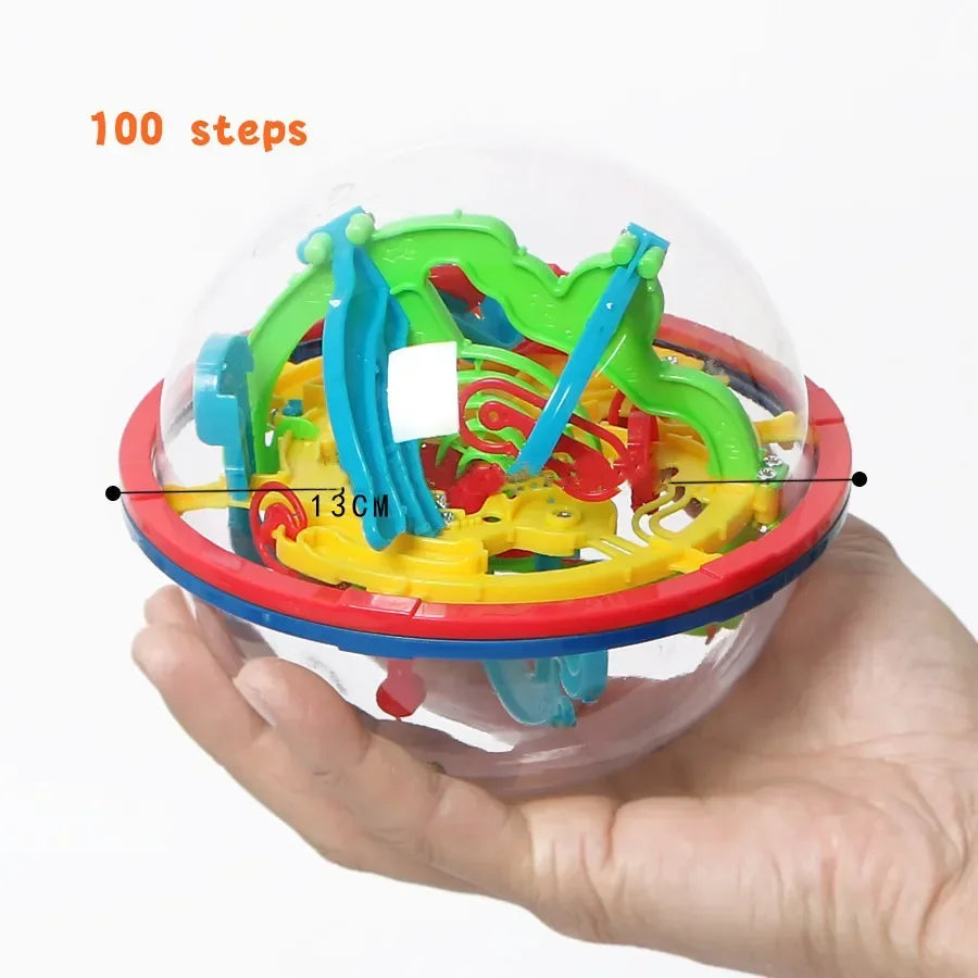 MOONBIFFY Kids-Adults Clear Round Red-Green-Yellow-Blue Plastic Structures Inside 3D Disentanglement 299 Steps IQ Maze Magnetic Mechanical Puzzle Balls/ Ages: 3-14 Years Old + Older/4 Styles /Colors-Red/Clear/Multicolor