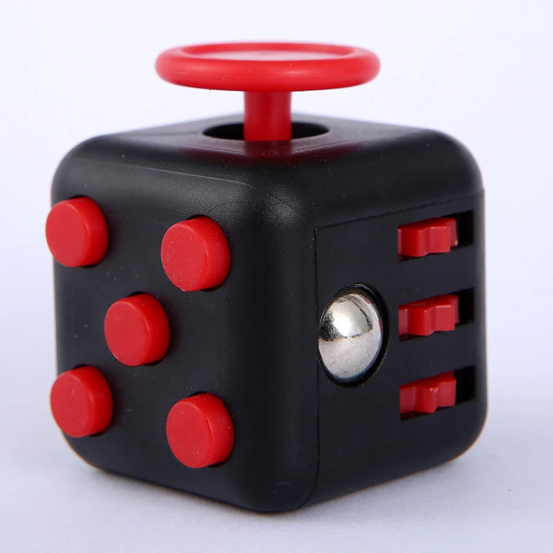 Plastic Black Dice Cube 6 Sides Textured Buttons Stress-Anxiety Relief Sensory Toys/Ages: 13-18 Years Old Adults/Colors-Black/Purple/Gray/Red/White/Multicolor