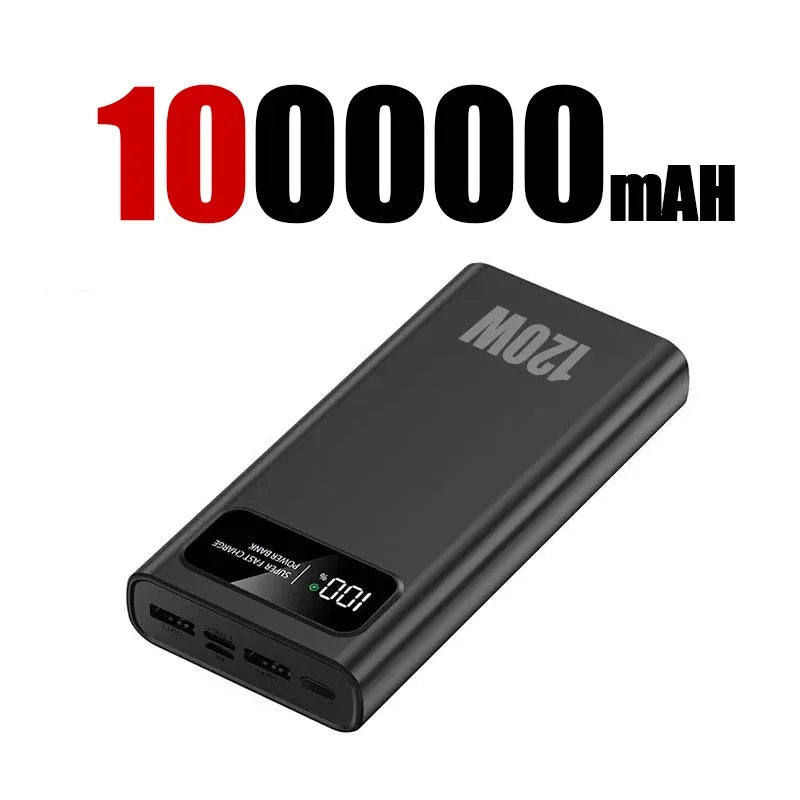 No-EN-Name-Null White Plastic Rectangle Digital Display Rechargeable Li-Polymer Battery-Powered LED Lights 120W Two-Way Quick Charge Power Banks /Micro USB-USB-A /Type C Battery Power Banks/Colors-Silver/Black/White
