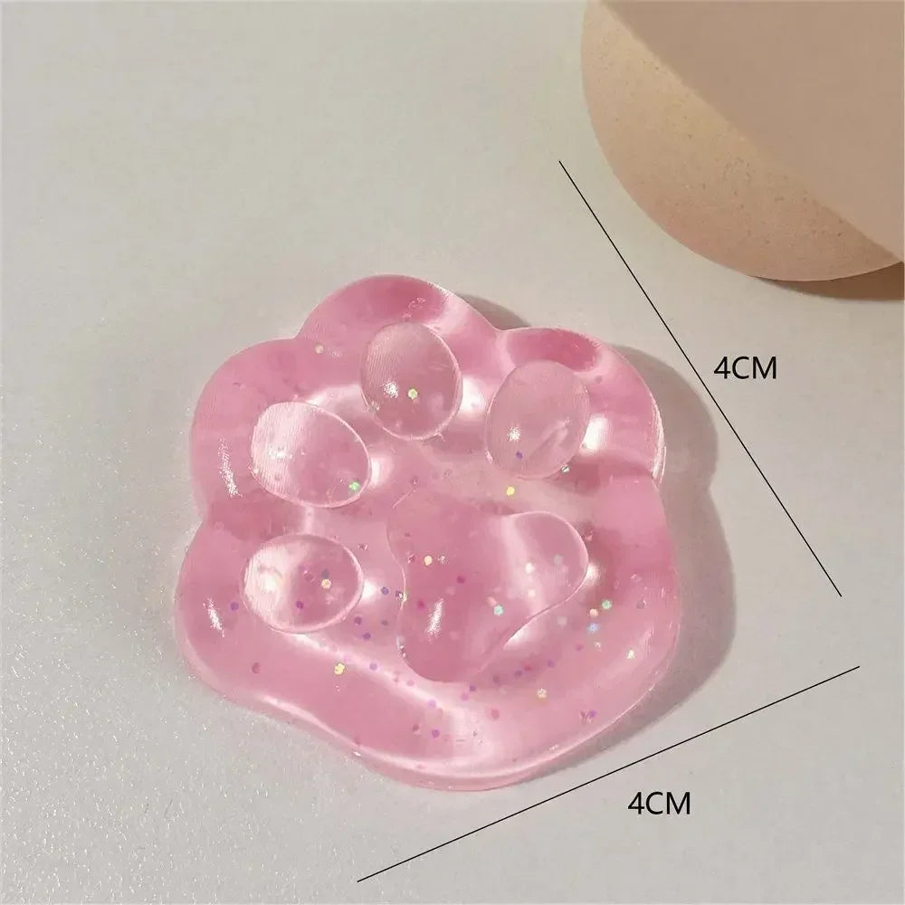 No-EN-Name-Null Kids Clear Transparent-Pink-Black Kawaii Cat Paws Pinch Squeeze Squishy Toys / For Ages: 6-18 Years Old/Colors- Black/Pink