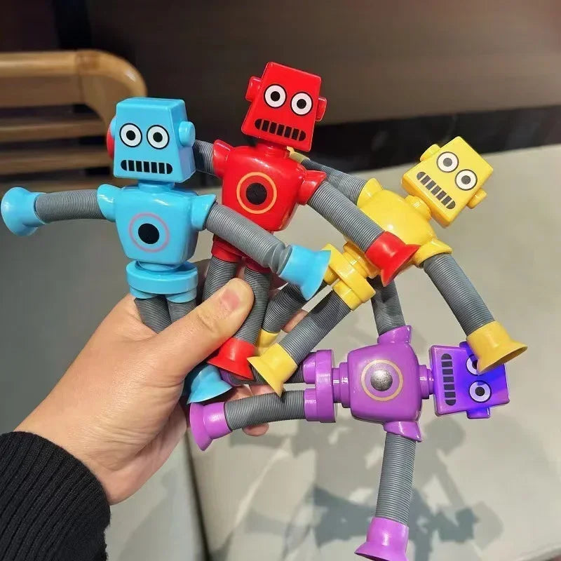 SMHXIANGQIANJIN Kids Multicolor Plastic Telescopic Funny Robot Suction Cup Hands-Feet Expendable Arms-Legs Anxiety-Stress Relief Robotic Toys/Ages: 3-12  Years Old /Colors-Red/Blue/Purple/Yellow/Multicolor
