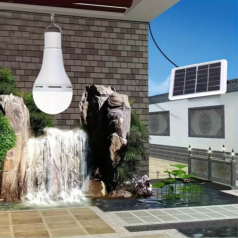 No-EN-Name-Null Outdoor White-Gray-Black Plastic Bulb Shaped Body USB Micro 5P Interface Cool White 7W-9W LED Solar-Powered Remote Control Built-In Battery Charging Hanging Emergency Lighting/Bulbs Included