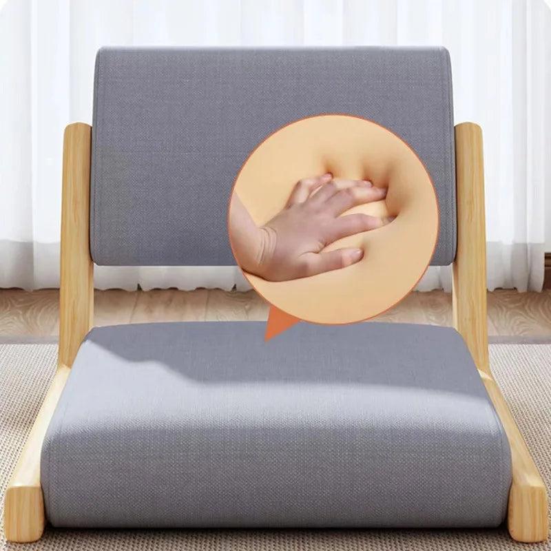 No-EN-Name-Null Modern Wood Frame Beige Backrest-Seat Cushion Armless Chaises