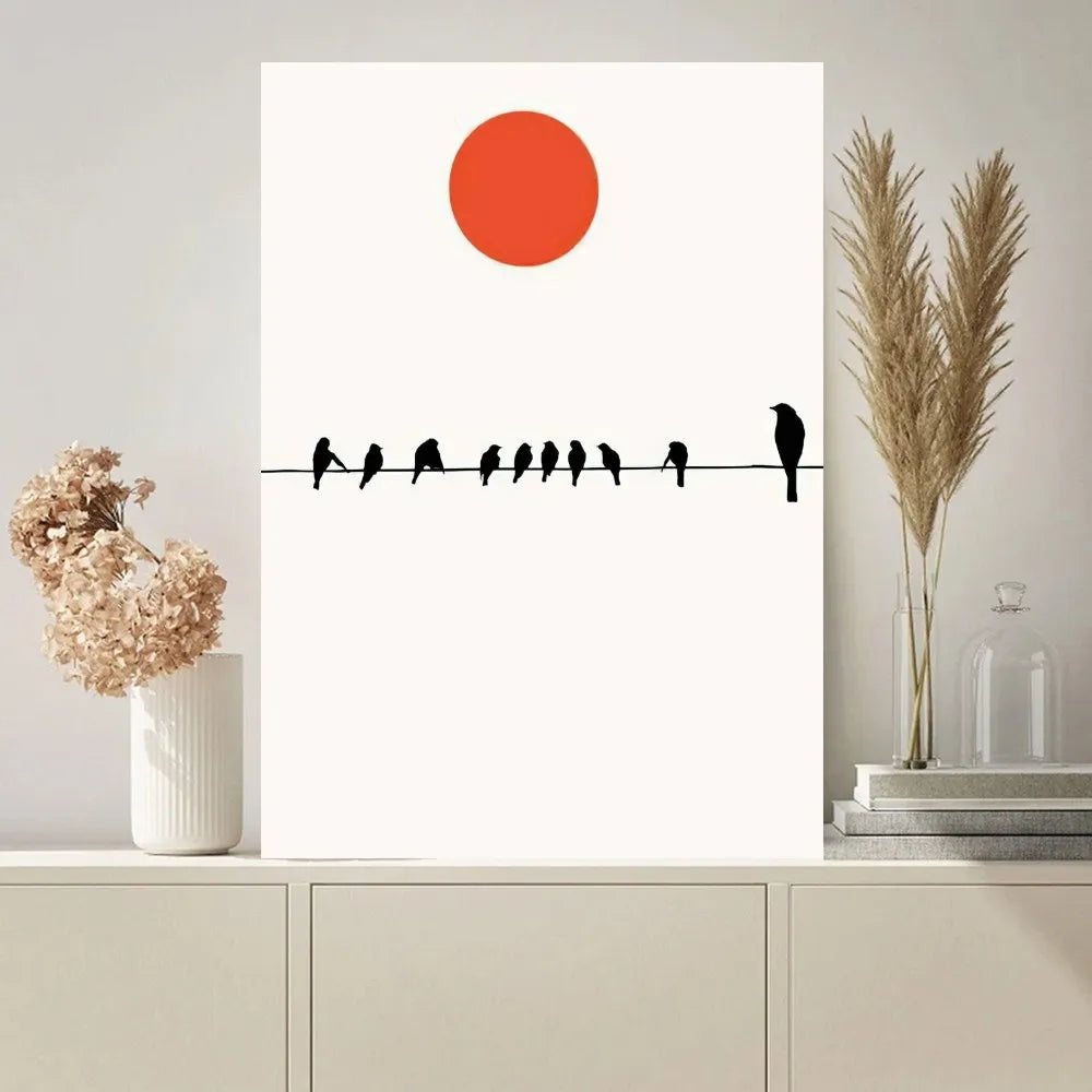 No-EN-Name-Null Modern Multicolor Rectangle Unframed Polyester Canvas Minimalist Art-Landscape-Nature Giclee Prints/Colors-Orange/Black/Beige/Yellow/White/Blue/Green/Black/Geometric/Multicolor