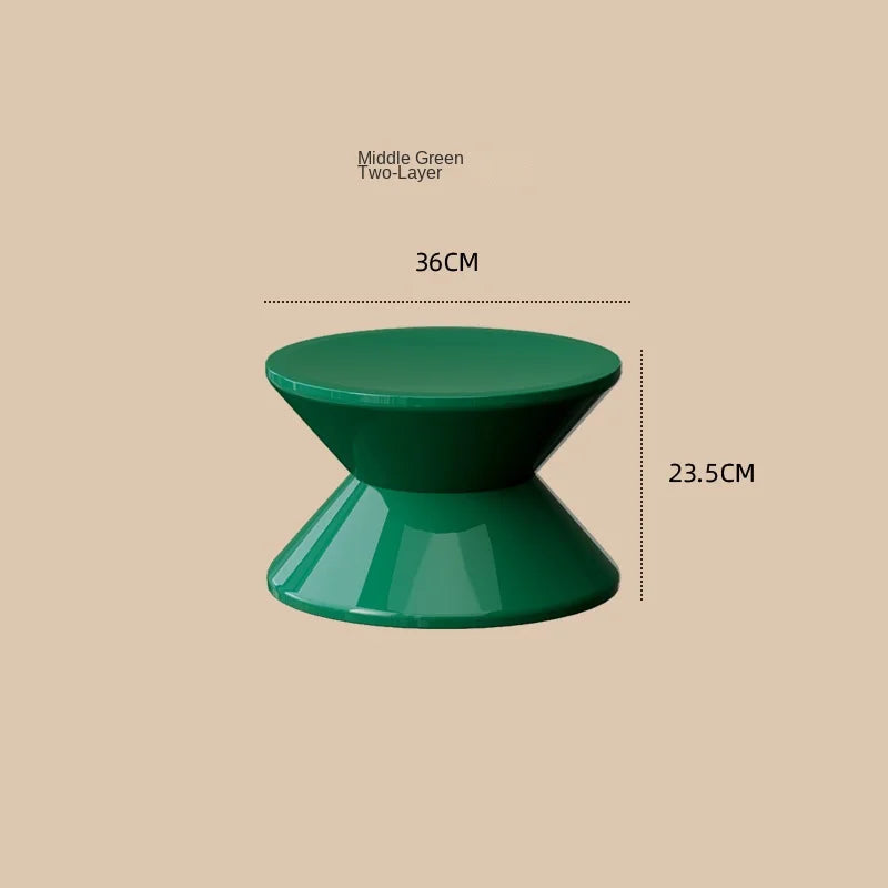 ZISIZ Customized Classic Antique Black Round Shaped PP Hard Flat Plastic Stackable Easy Storage Foldable Low Stools/Colors-White/Green/Red/Orange/Black