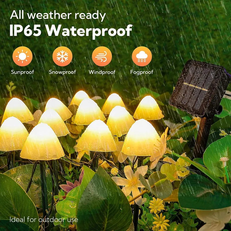 PEACH FOREST Outdoor Waterproof Automatic On-Off Modes ABS Plastic LED Art Deco Mushroom Shaped Solar-Powered Landscape Pathway Lighting /Colors-Beige/Yellow/Black/White