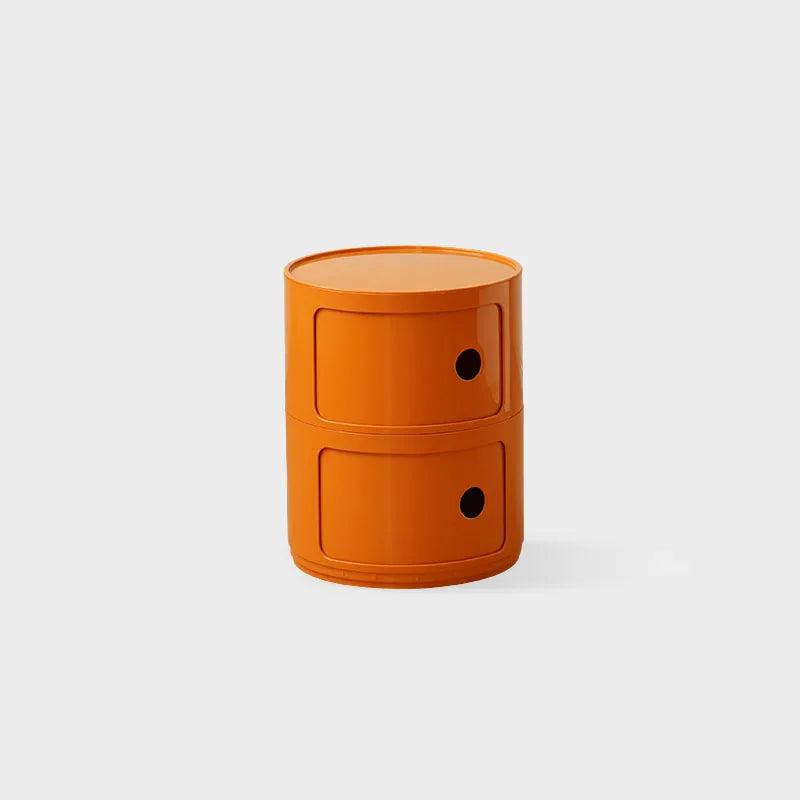 DECOPAI Modern Multicolor Waterproof Tall Plastic Round Shaped Small Narrow Three Sliding Drawers Nightstands /Multicolor