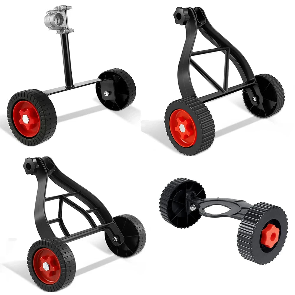TOORISE Adjustable Height Weed-Grass Trimmers Black-Red Plastic Rollers Metal Support Wheels Weed Trimmer Accessories