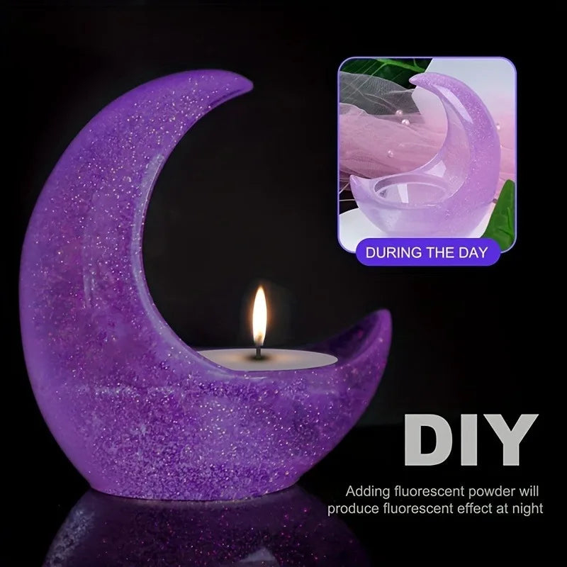 SILIKE LUFEI 3D Half-Moon Shaped Tea Light Candle Resin Silicone Milky White Craft Molds