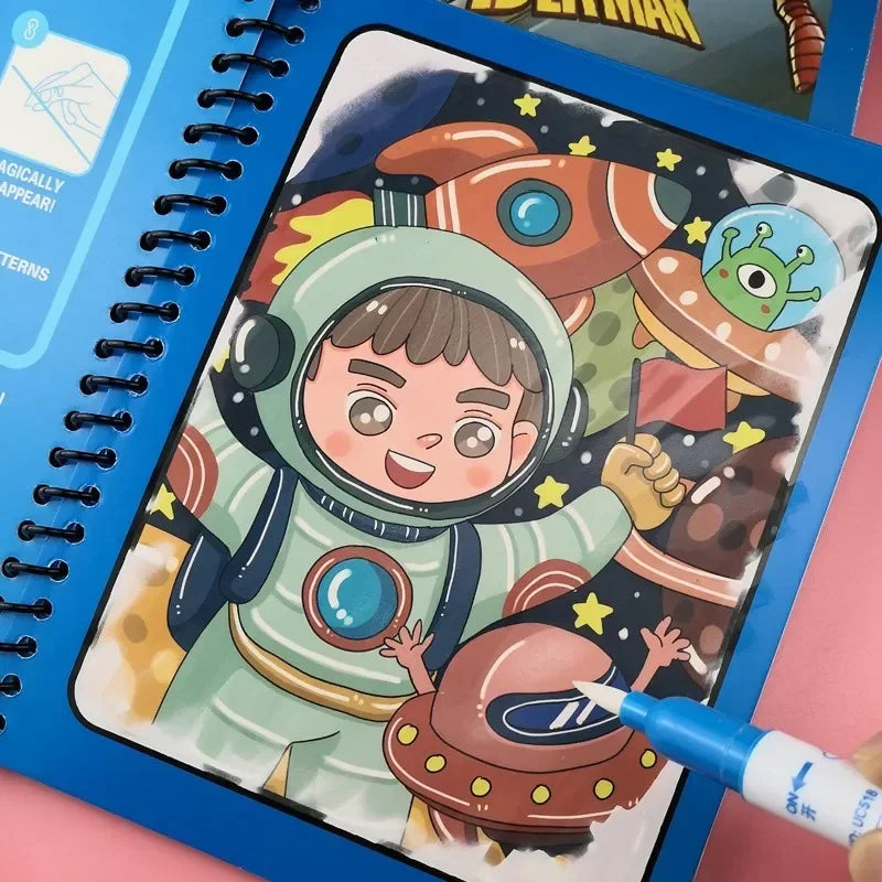 No-EN-Name-Null Kids Plastic Ringed Multicolor Early Education Magical Water Book Pen Paper Drawing Reusable Coloring Books-Pads/Ages: 3-8 Years Old/Colors-Blue/Green/Multicolor/Animals