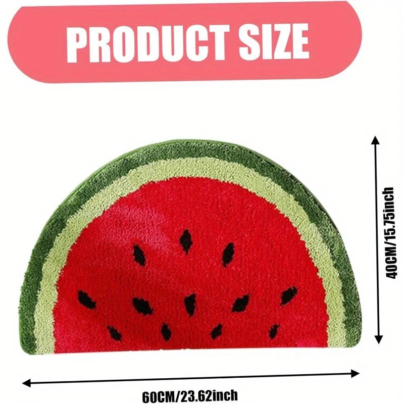 No-EN-Name-Null Indoor Geometric Watermelon Semicircular Food-Drink Cotton-Polyester Blend Fabric Anti-Slip Base Bathroom Mats-Rugs / Colors-Geometric /Watermelon/Lemon/Multicolor/Hand Wash Only