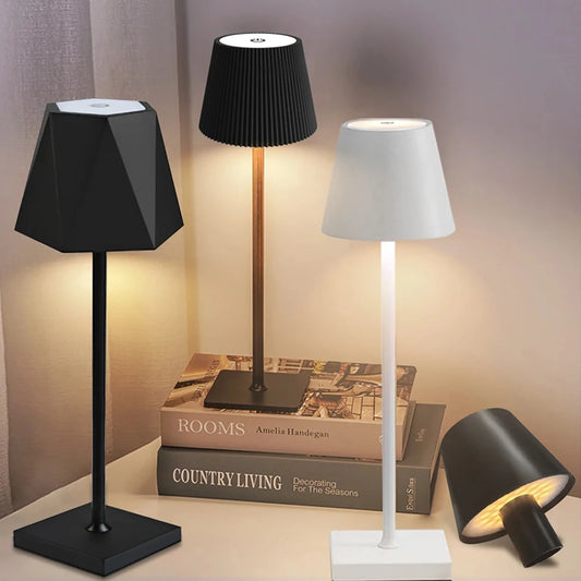 Adjustable Warm Dimmable 3-Level Brightness USB Rechargeable Touch Sensor Square Base Tabletop Lamps/Colors-Black/White