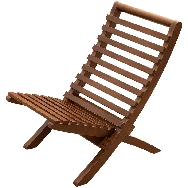 ZJMZYM Outdoor Modern Armless Hard Brown Bamboo Wood Backrest-Seat Folding Lounge Chairs/Colors-Brown/Beige
