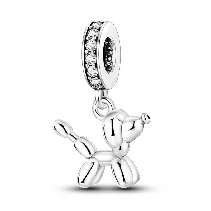No-EN-Name-Null Women Sterling Silver Enamel Rainbow-Hot Air Balloon Design Fine Imitation Zircon Stone Glass Nuggets Beads Shaped Charms-Pendants/ Colors-Rainbow/Multicolor/Silver/Pink/Animal/Floral