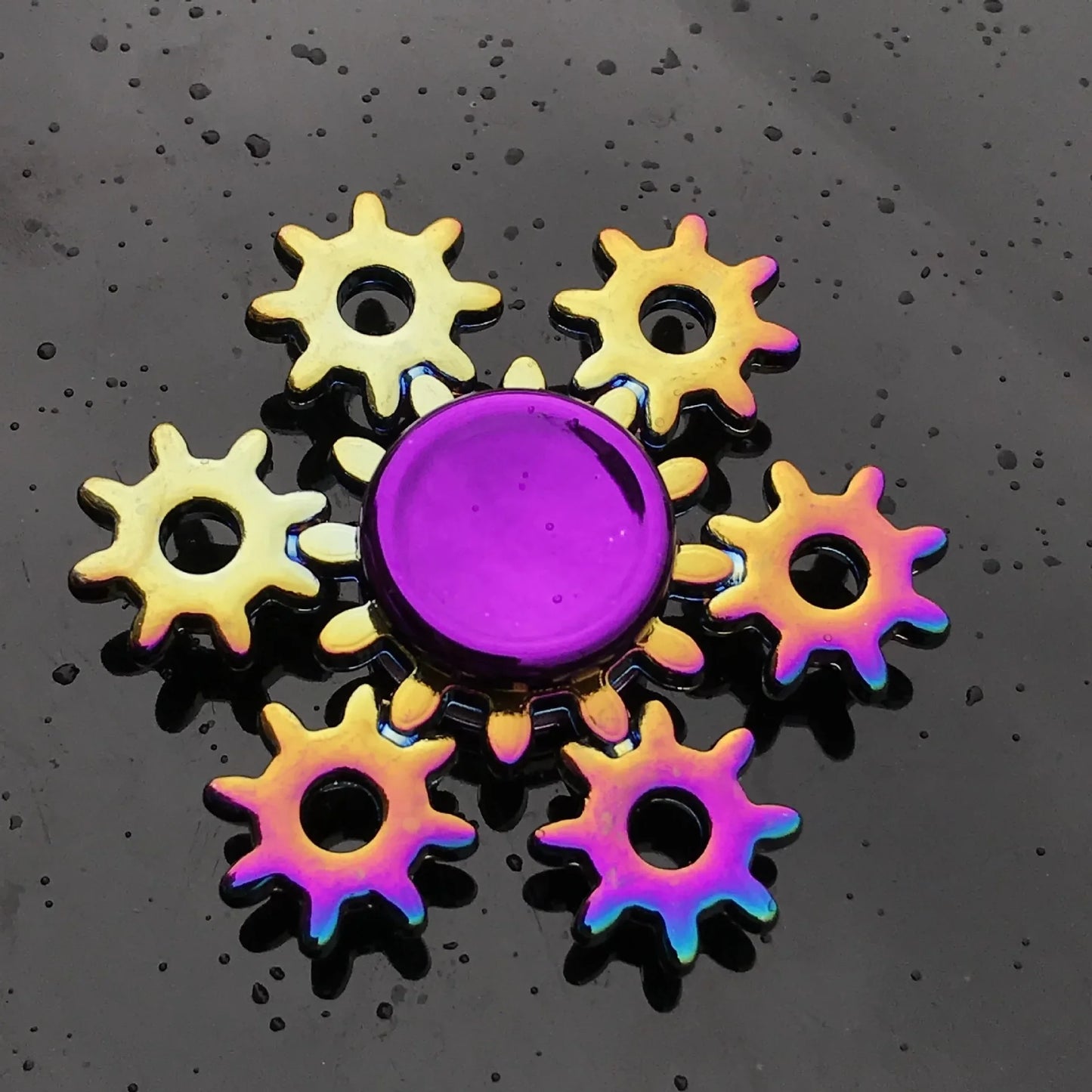 Kids Metal Purple Multicolor Round Fingertip Focus Spinners Anxiety-Stress Relief Fidget Toys/ Ages: 13-18 + Years Older