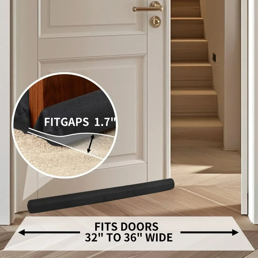 Large Oxford Cloth-Round Cuttable Form Under Door Draft Stoppers/Colors-Black/White/Gray/Washable-Removable Cover