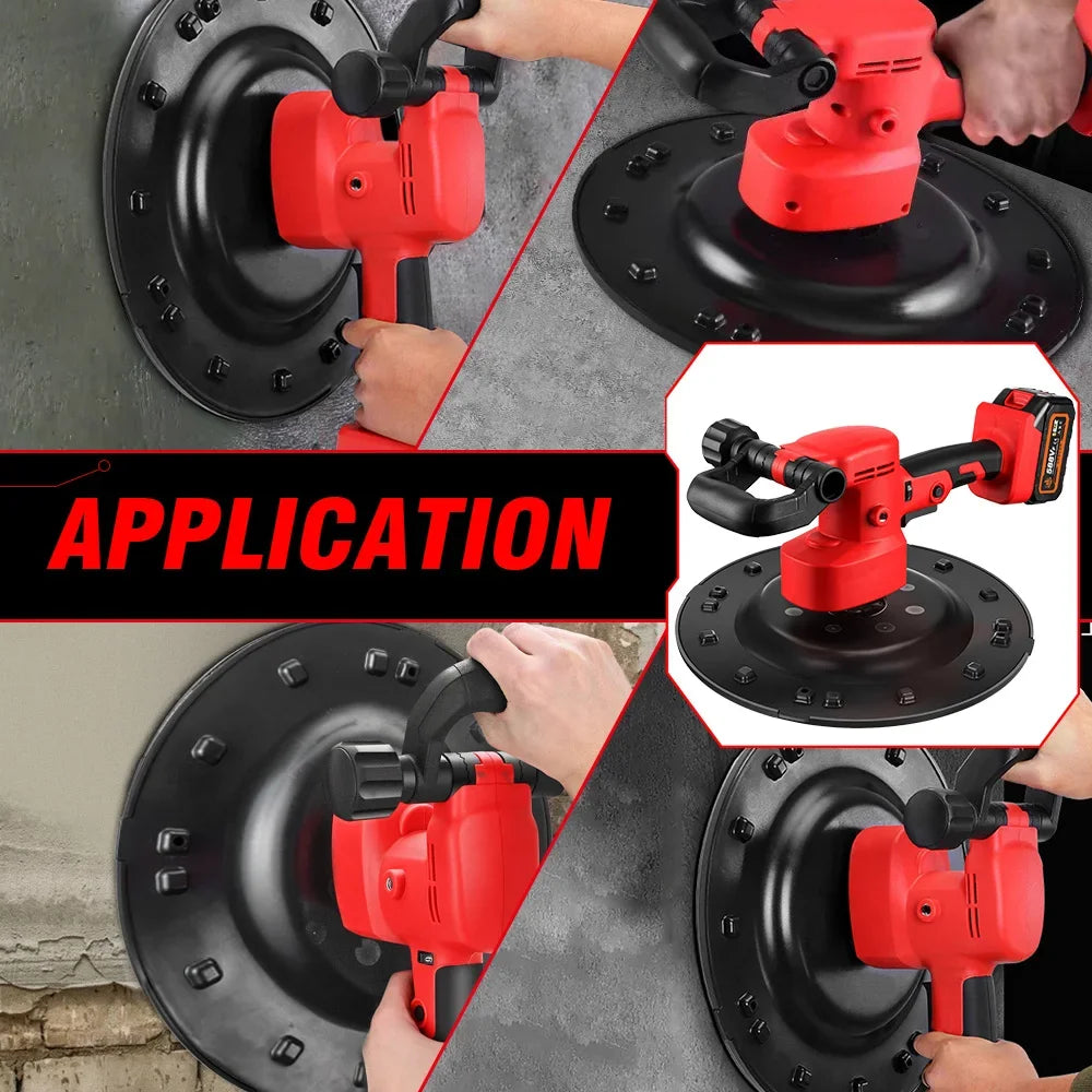 ONEVAN Indoor Black-Red Body Adjustable Speed Brushless Battery-Powered Electric Round Steel Plate Dry Wall Sanders/Batteries Included