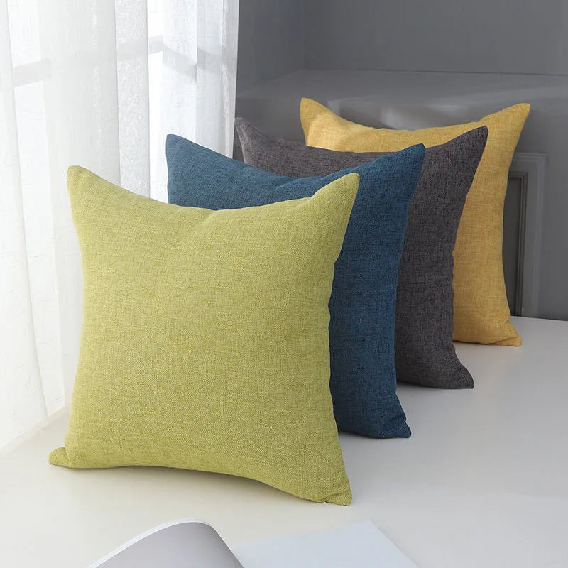 No-EN-Name-Null Modern Soft Velvet-Linen Multicolor Fabric Blend Square Machine Washable Decorative Pillowcases/Colors-Gray/Beige/Yellow/Orange/Red/Brown/Blue/Green/Multicolor