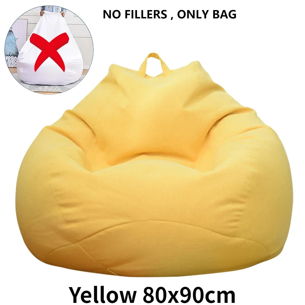 No-EN-Name-Null Soft Comfortable Upholstered PS Polyester Fabric Large Bean Bag COVERS / NO FILLING /Colors-Yellow/Blue/Gray /Purple