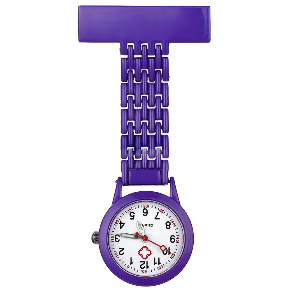 BLUELANS Unisex Adults Stainless Steel Metal Alloy Case Nurses Quartz Analog Display Locked Brooch Rectangle Pin Attachment Round Shaped Glass Face Fob Pocket Watches/Colors-Red/Purple/Black/White/Sky Blue/Dark Blue/Green/Pink
