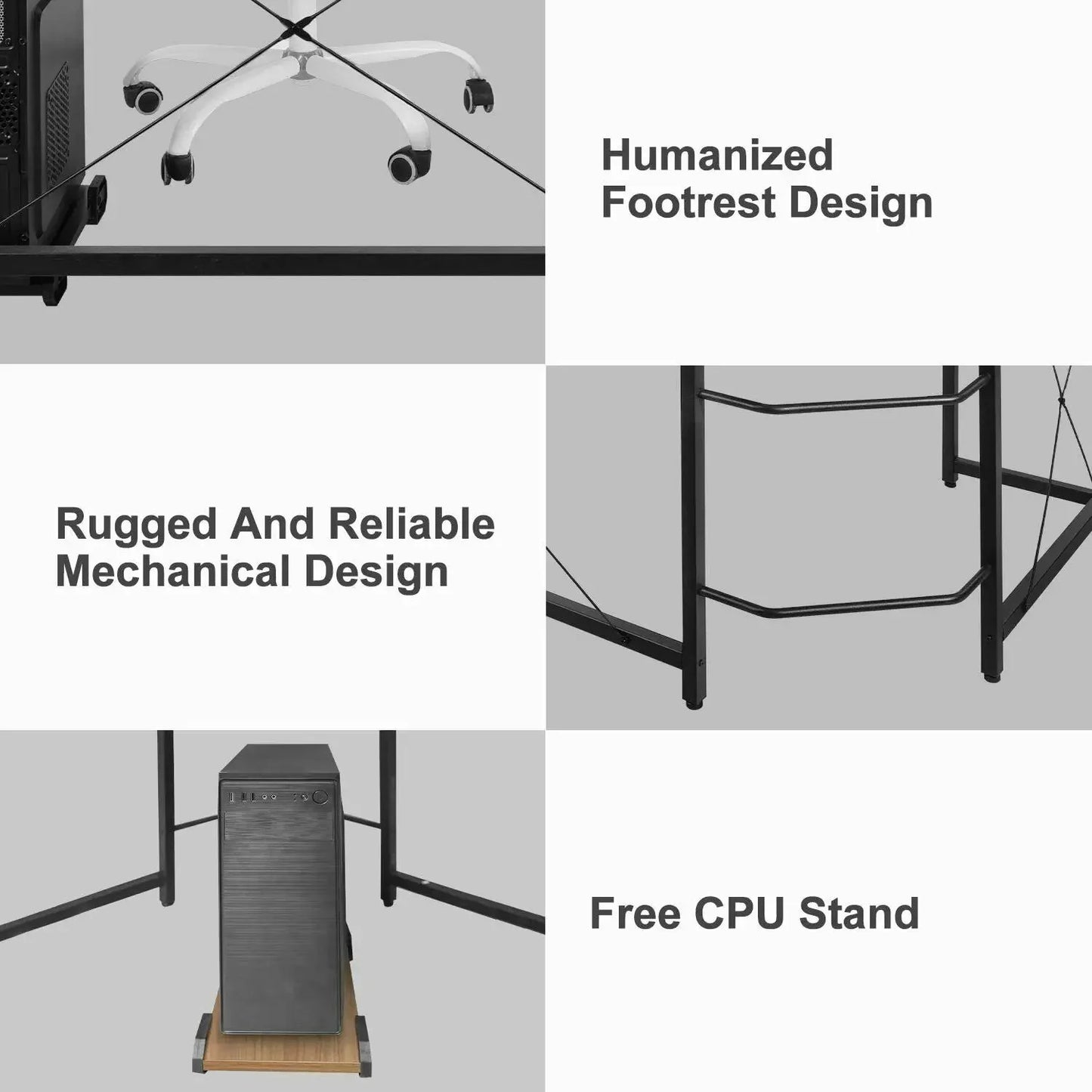 NULL Modern L-Shaped Corner Sturdy X Crossbar Design Brown Solid Wood Top Black Steel Metal Frame Gaming Laptop Computer Desks / Size: 190cm x 120cm x 75cm/Colors-Brown Tiger Wood Color/Black Wood Color/Assembly Required/Shelves/Storage Options