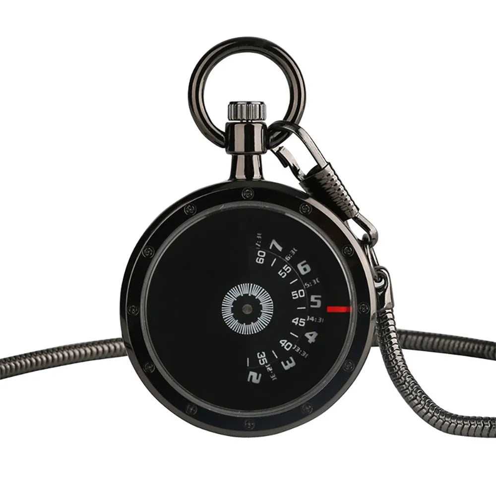YISUYA Adults Quartz Analog Display Acrylic Face Black-Silver Stainless Steel Metal Round Shaped Case Turntable Blue Silver Casing Dial Metallic Snake Fob Chain-Pocket Watches/Multicolor Dials