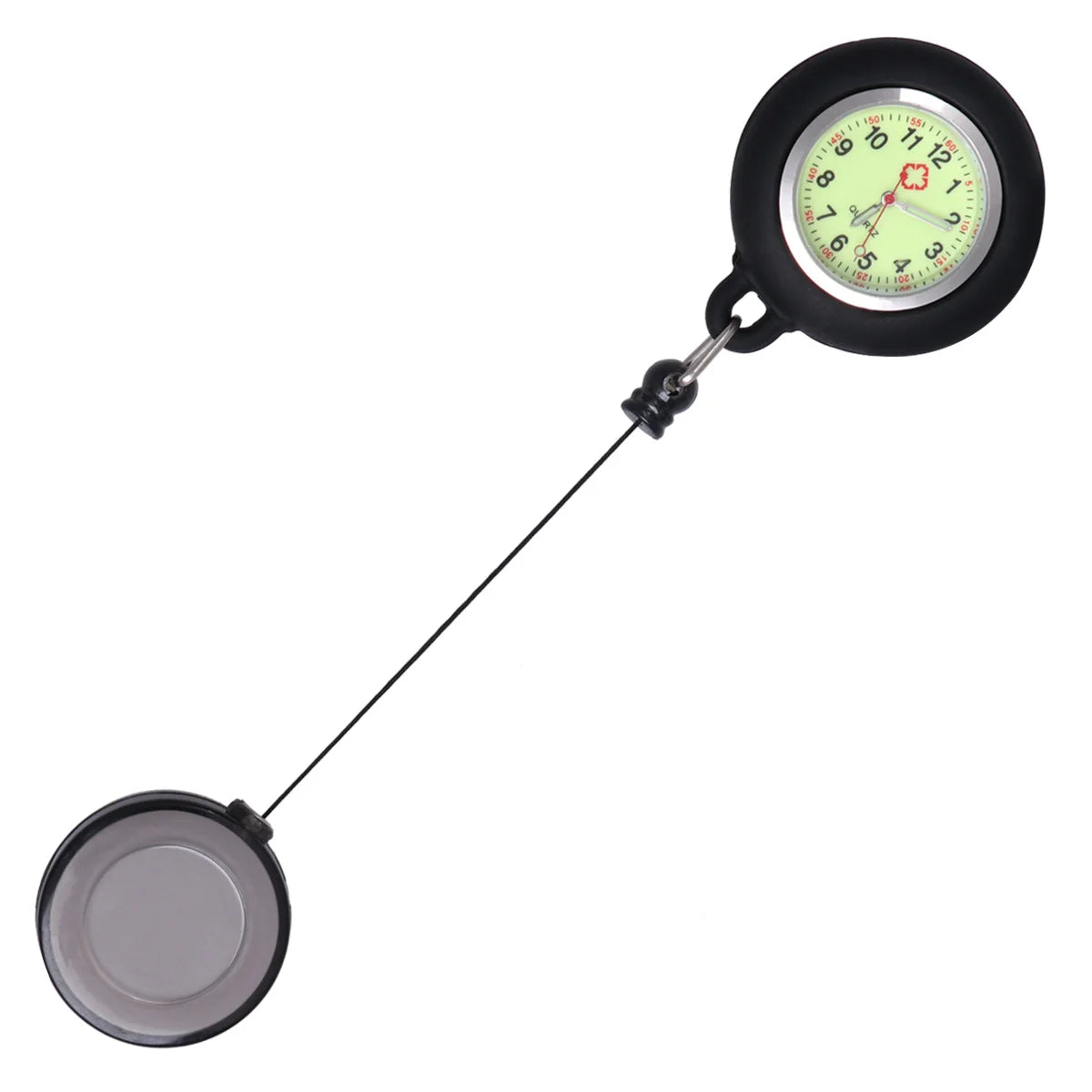 No-EN-Name-Null Adults Digital Black-White Silicone Cover Retractable Luminous Markers Hanging Badge-Reel Clip-On Locked Metal Alloy Pin Attachment Nurses-Doctors Fob Pocket Watches