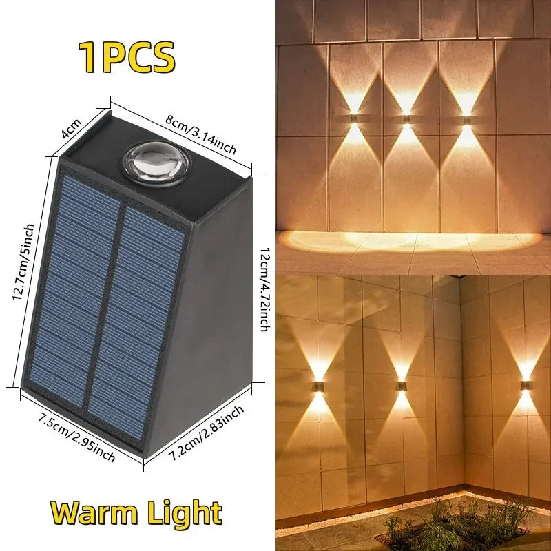 IEEYEEY Modern Waterproof Up-Down Warm-Cool White LED Square-Cone Black Plastic Body Dimmable Solar-Powered Landscape Pathway Lights/Colors-Black/White/Yellow/Gray/Blue/Multicolor