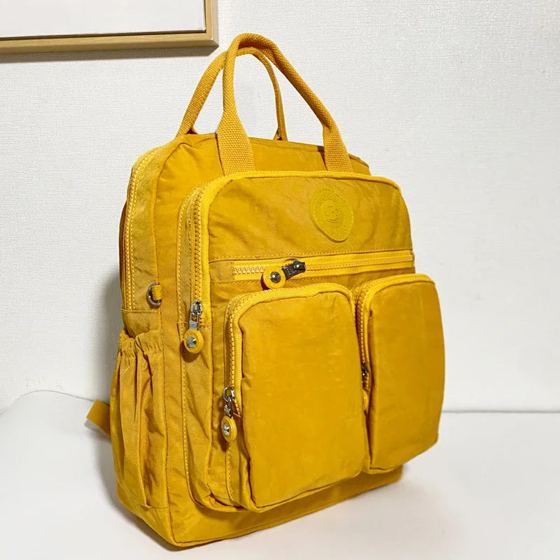 Unisex Square Lightweight Anti-Theft Softback Waterproof Shockproof Nylon Backpacks/Soft Handle /Internal Multi-Pocket Zipper/ Air Cushion Belt/USB Charging/Laptop Compartment/Colors-Yellow/Blue/Gray/Beige/Green/Red