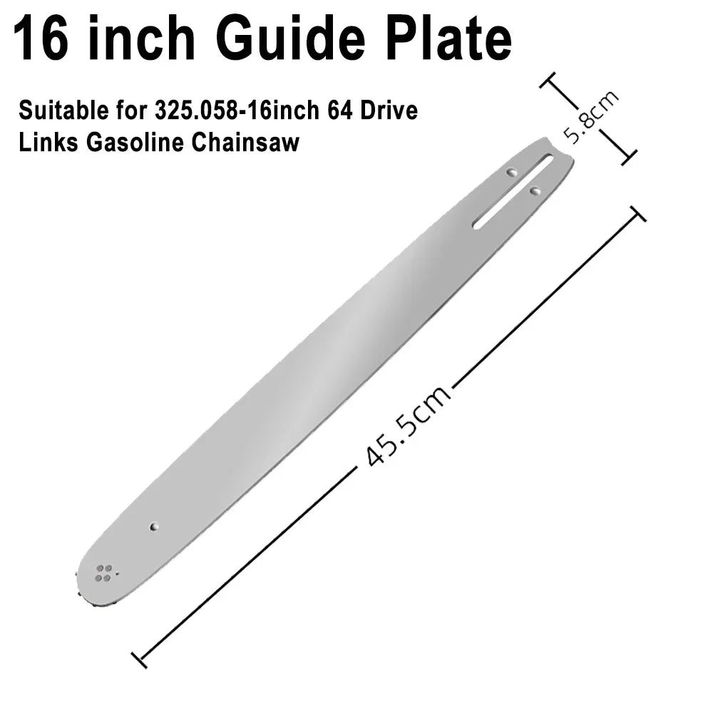 No-EN-Name-Null Outdoor Professional Grade 16-inch Silver Guide Plate 64 Drive Links Gasoline-Powered Gray-Black Hardened Alloy Steel Chainsaws/Optional : 1 PCS-4 PCS Chains
