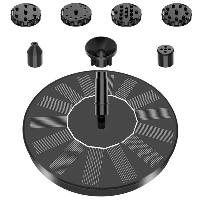 LETIITTGOO Outdoor-Indoor Garden Solar-Powered Floating Black-Multicolor Plastic Round Body Water Pump Waterfall-Fountains