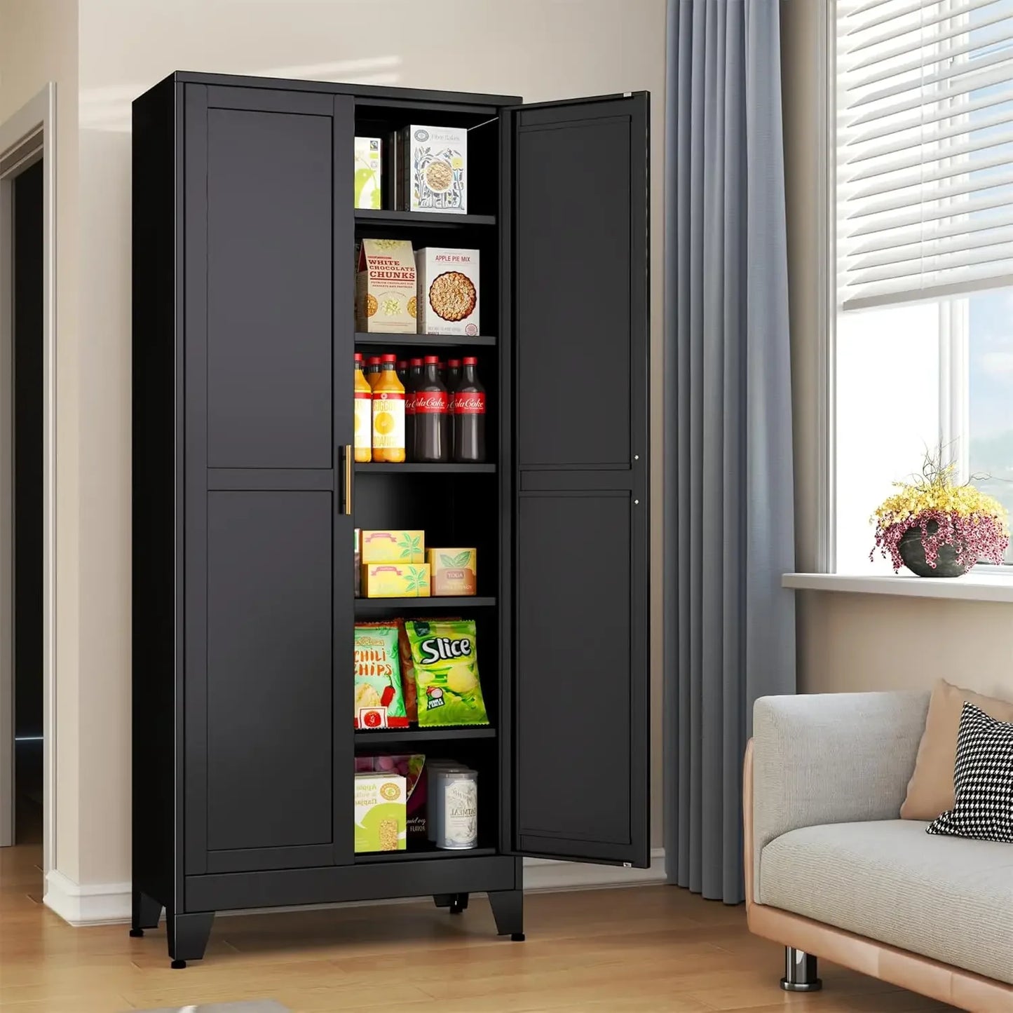 No-EN-Name-Null Modern Rectangle Large White-Black-Gray Two Door Storage Closet Adjustable Shelves One Hanging Steel Metal Rail Rod Two Sliding Drawers Armoire Wardrobes/ Size: 17.72"D x 31.5"W x 70.87"H