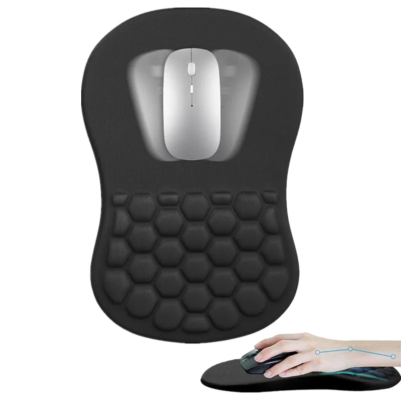 No-EN-Name-Null Anti-Sweating Breathable Free-Form Washable Natural Memory Cotton Inner Core Geometric Black-Multicolor Fabric Non-Slipping 8-Degree Sloped Design Wavy Diamond Pattern Massaging Soft Ergonomic Wrist Mouse Pads