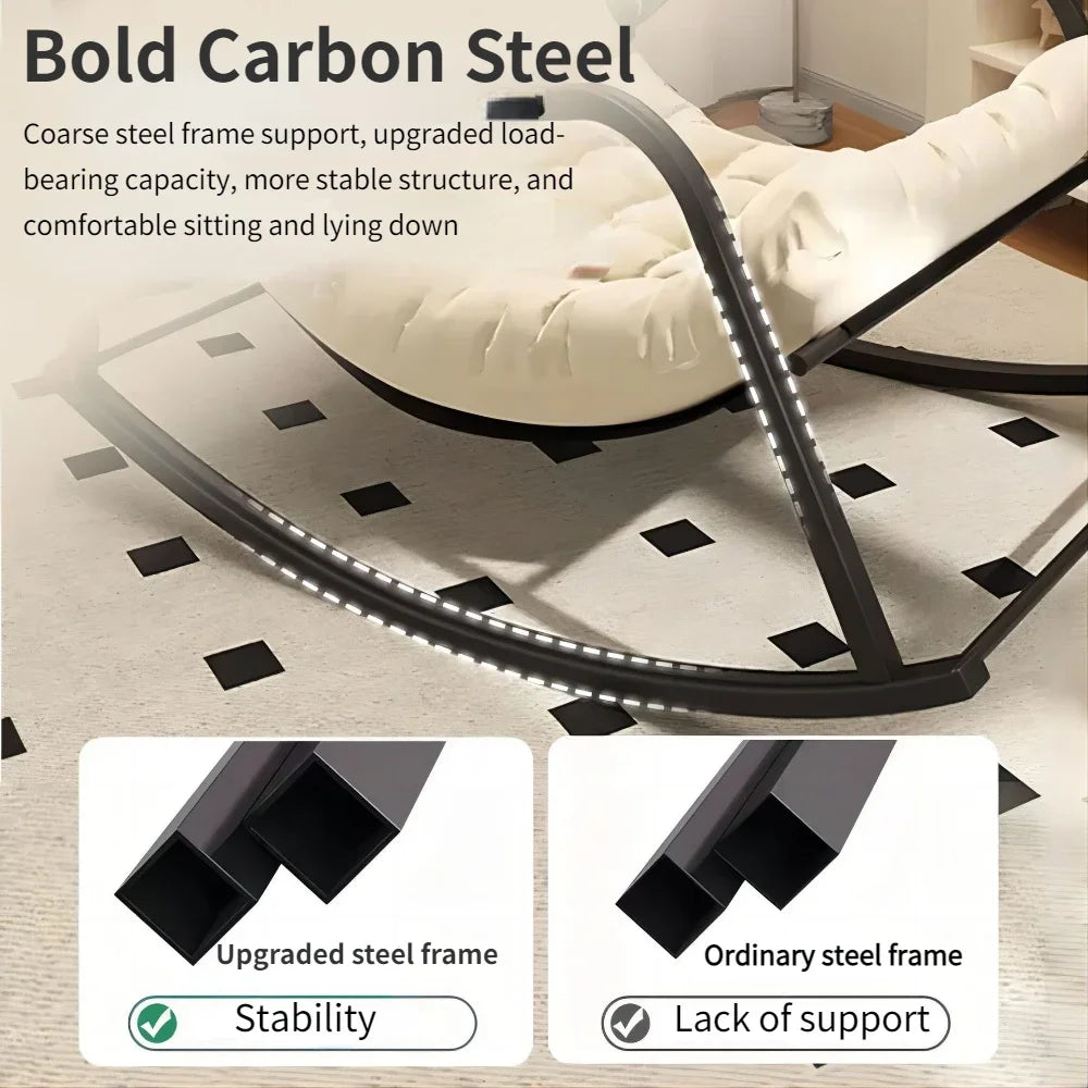 Indoor Metal Nursery Upholstered Cushion Nordic Double Rocking Chairs/ Colors-Black/Gray/White/Orange/Beige