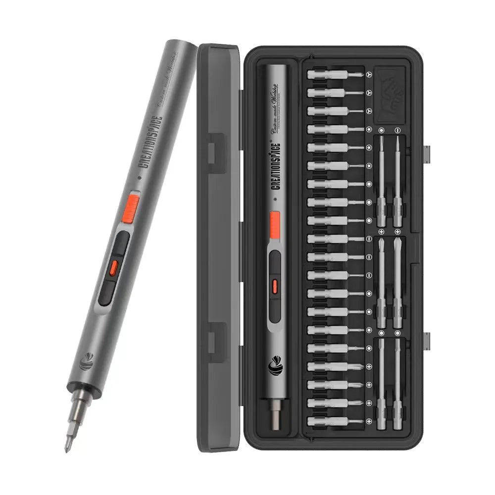 No-EN-Name-Null Mini 3.6V One-Way Clutch Silver-Black-Orange Body Electric Lithium Rechargeable Battery-Powered LED Shadowless Lights Straight Handle Power Screwdriver Sets/Colors-Black/Silver/Orange/Gray/Multicolor