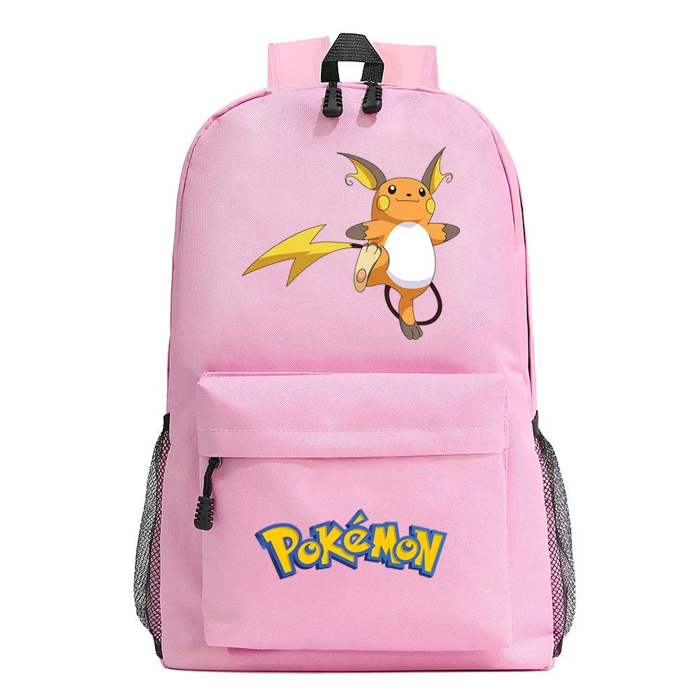 MINISO Kids Softback Waterproof Oxford Fabric Cartoon Anime Pokemon Design Adjustable Shoulder Straps-One Handle 15 Inch Laptop Single Compartment School Backpacks/Colors-Blue/Pink/Black/Multicolor