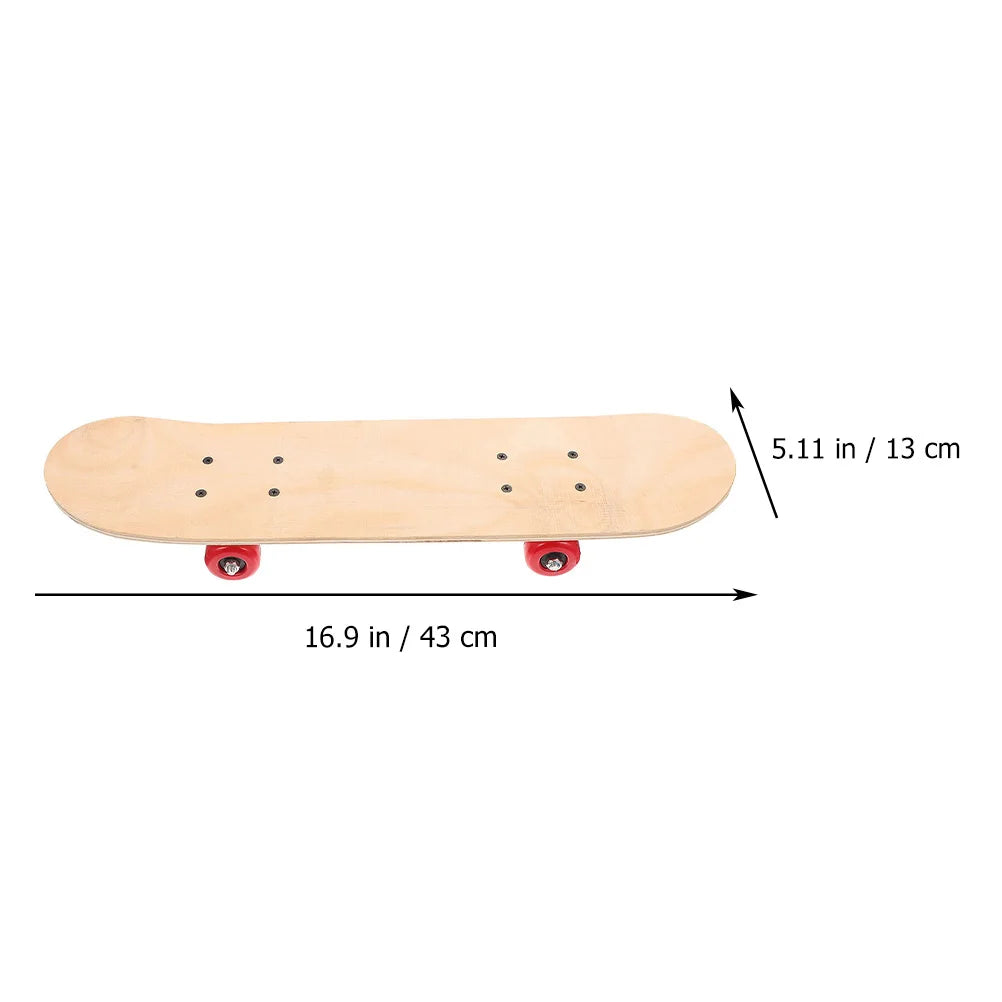 No-EN-Name-Null Outdoor Men-Boys Beginner DIY Blank Wood Deck Flat-Plate Stainless Steel-PVC Skateboard Longboards /Colors-Light Brown/Beige/Black/Red