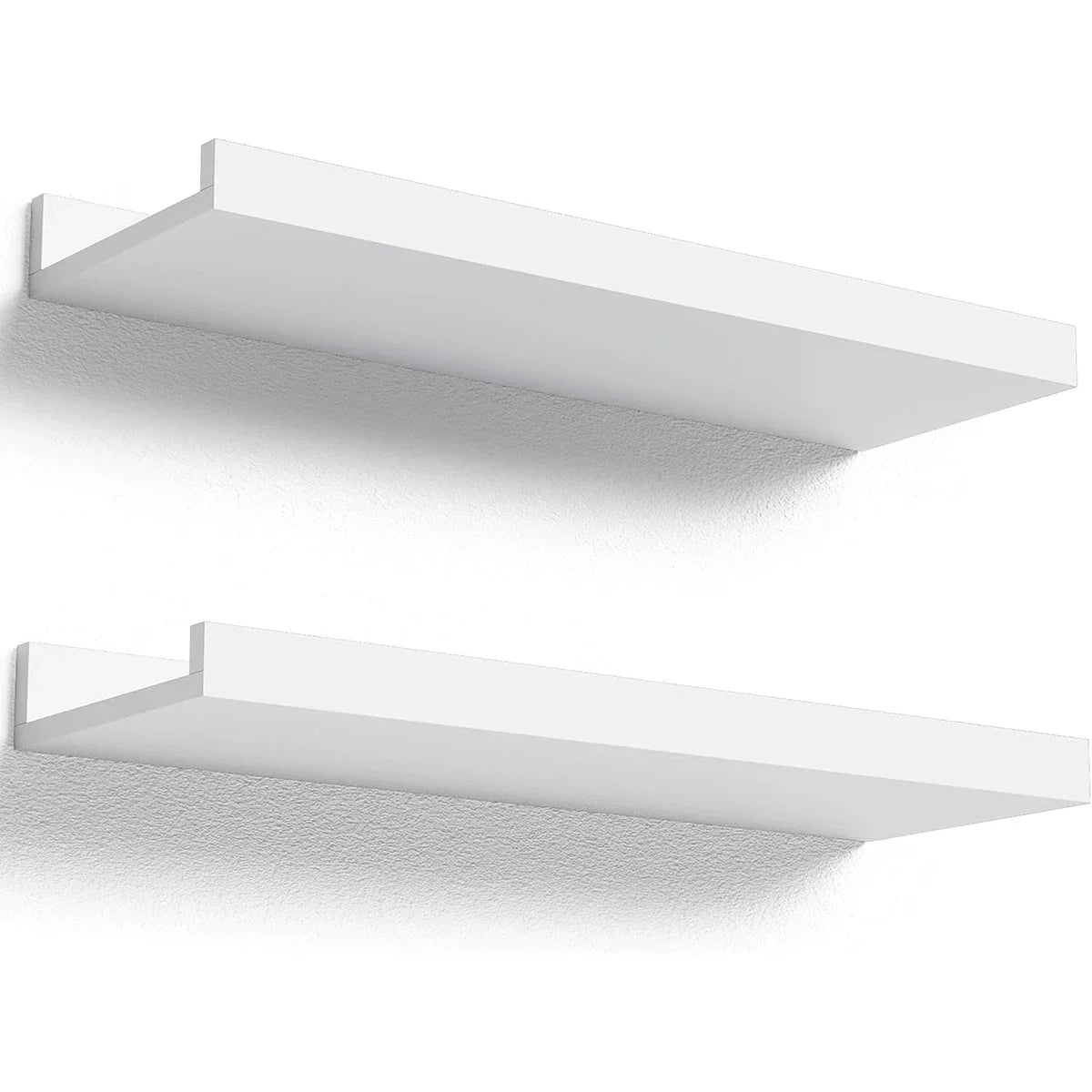 PDQ Modern 2 PCS Non-Folding Black Rectangle Shaped Wall-Mounted Wood Floating Shelves-Ledges /Colors-Black/White/Size: 35cm W x 13.8inch W