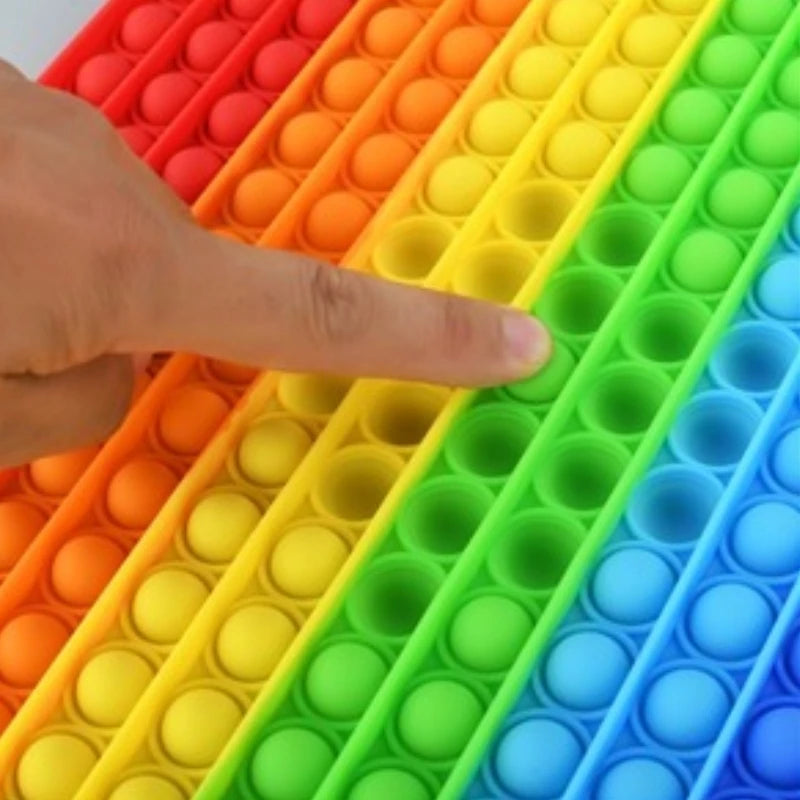Waterproof Washable Jumbo Size Silicone Non-Toxic Rainbow Color Fidget Push Bubble Anti-Stress Squishy Toys/Ages: 6-18 + Years Older